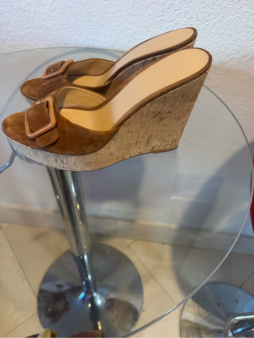 Veronica Beard Tan Suede Buckle Slide Mules - Picture 5 of 7
